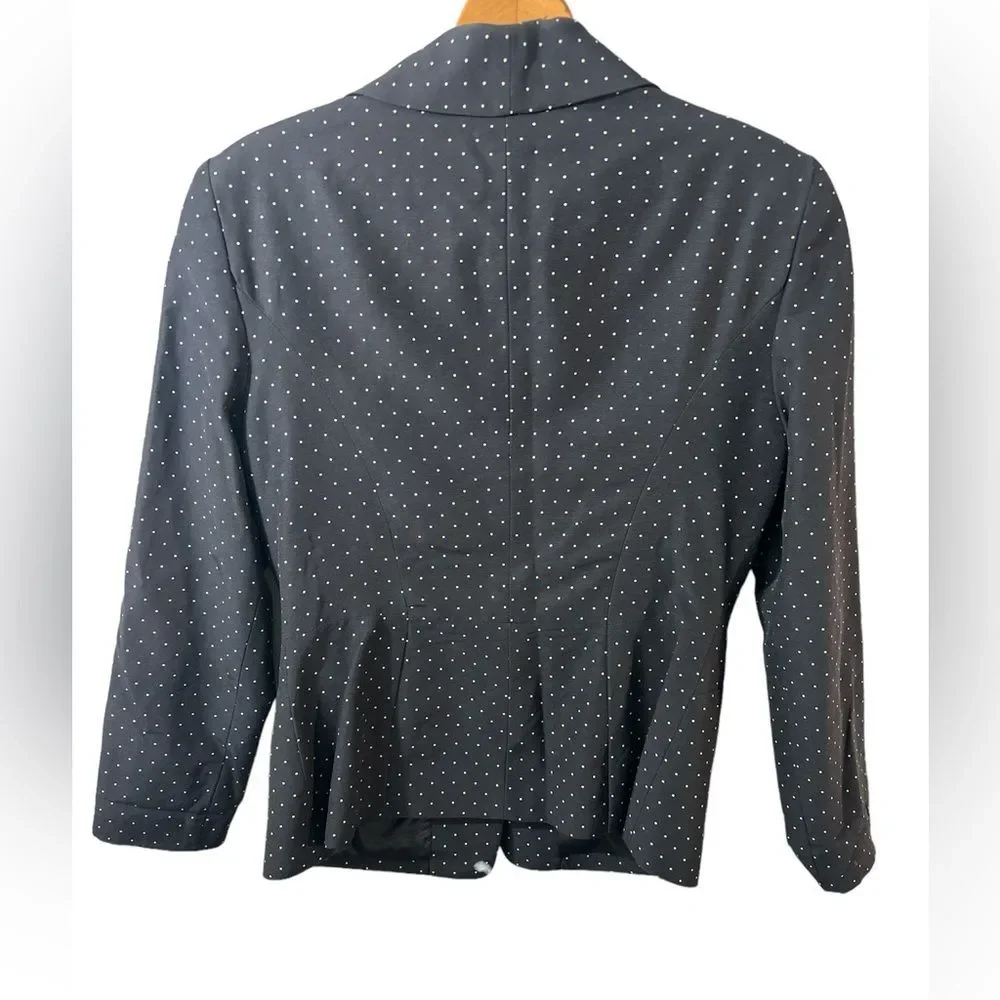 Dana Buchman black ivory polka dot 3 button blazer size large. career office